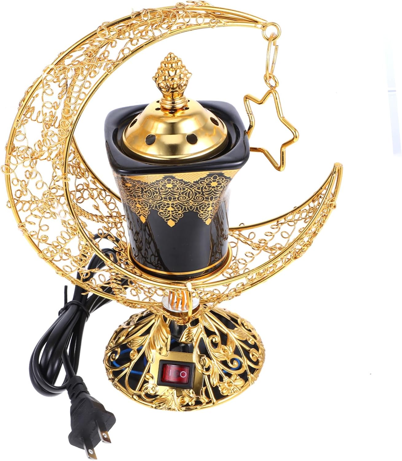 Tabletop Electric Incense Burner Ceramic Arabian Censer Holder for Aromatherapy and Sandalwood Compact Design with US Plug for Home Decor and Present Giving