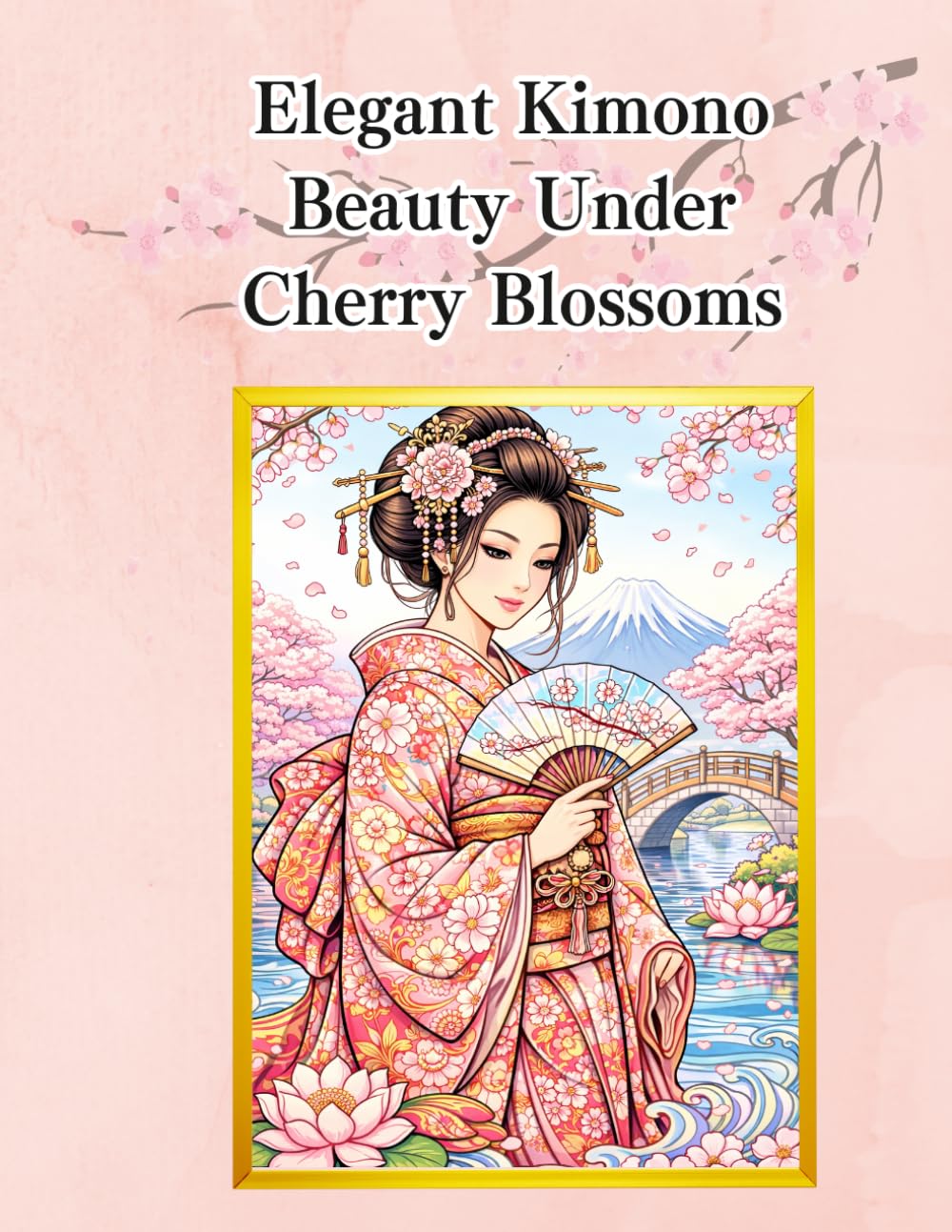 Elegant Kimono Beauty Under Cherry Blossoms