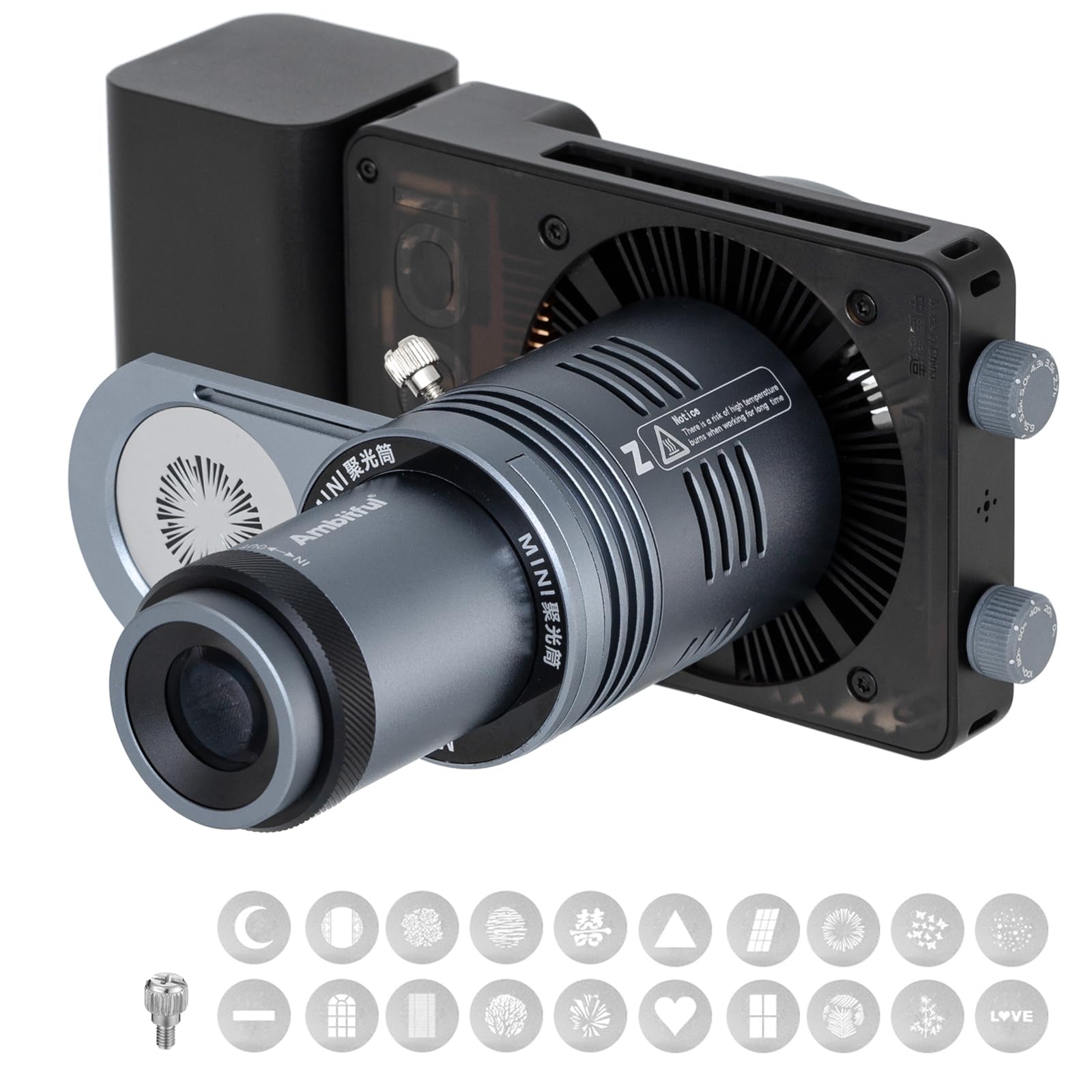 AMBITFUL Mini Accessoires optiques de Snoot Gobos compatibles avec ZHIYUN Mount, lumière de Forme d'attachement de projecteur Compatible pour ZHIYUN Molus X100, CX100, X60, G60