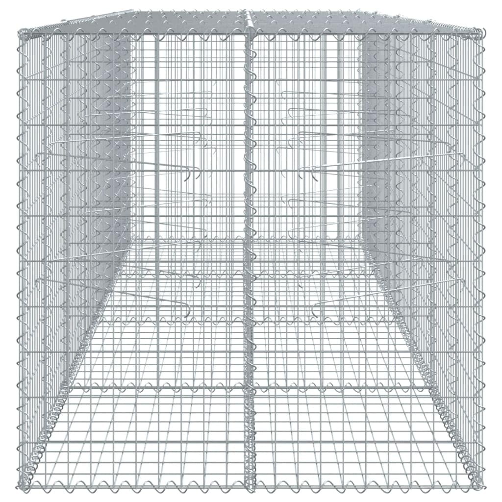 Gabionenkorb mit Deckel, 400 x 100 x 100 cm, Eisen, verzinkt | Montage ohne Werkzeug, Abstandshaken im Lieferumfang enthalten, rostbeständig, für Außenwand