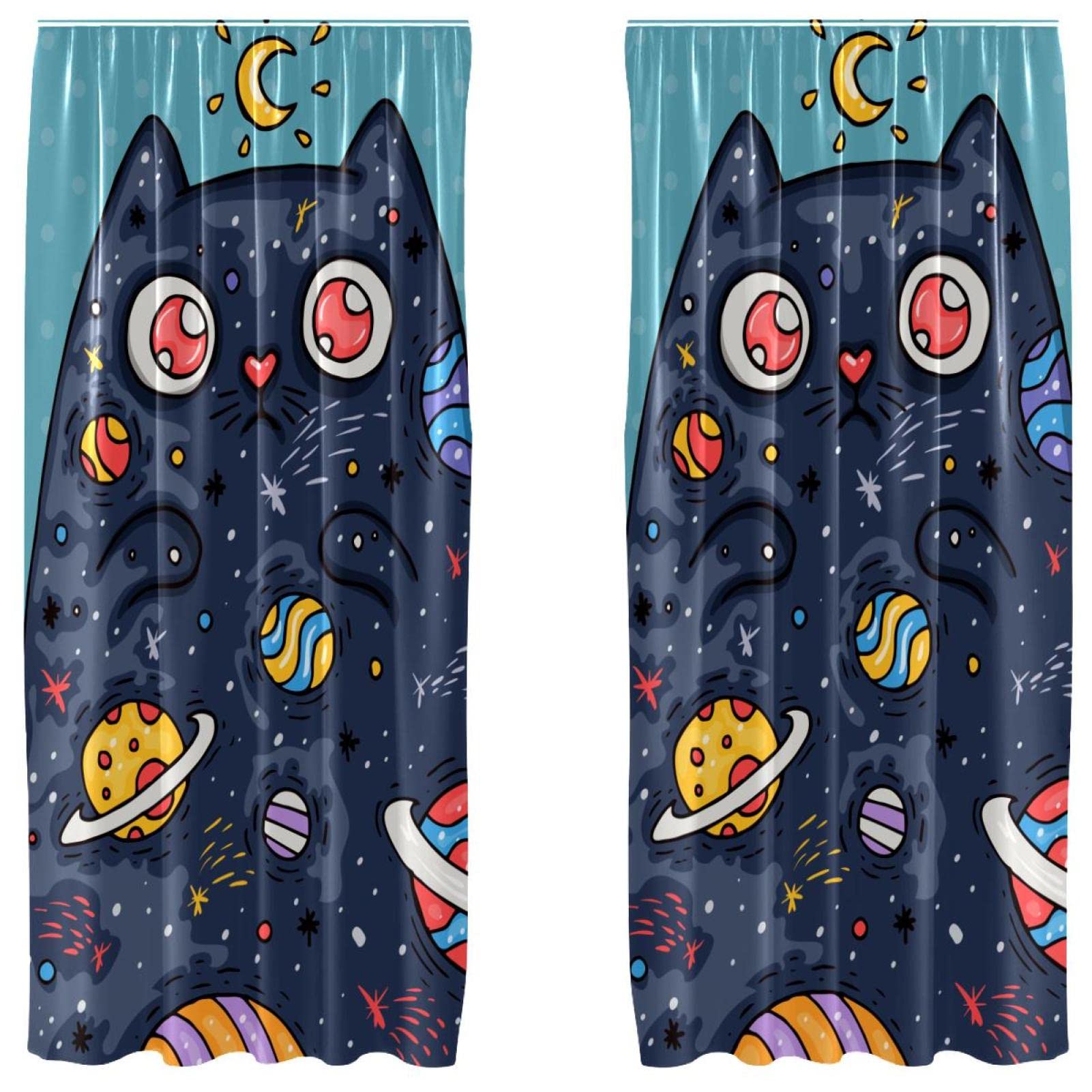 Rideaux occultants chat en microfibre 140x213cm pour chambre