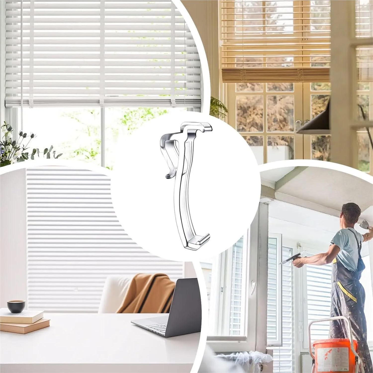 Window Blind Clips 48/60pcs Rv Drapery Holder Clips Side Window Covering Hardware Holdback Easy Install for Camping Outdoor Bedroom(60pcs)