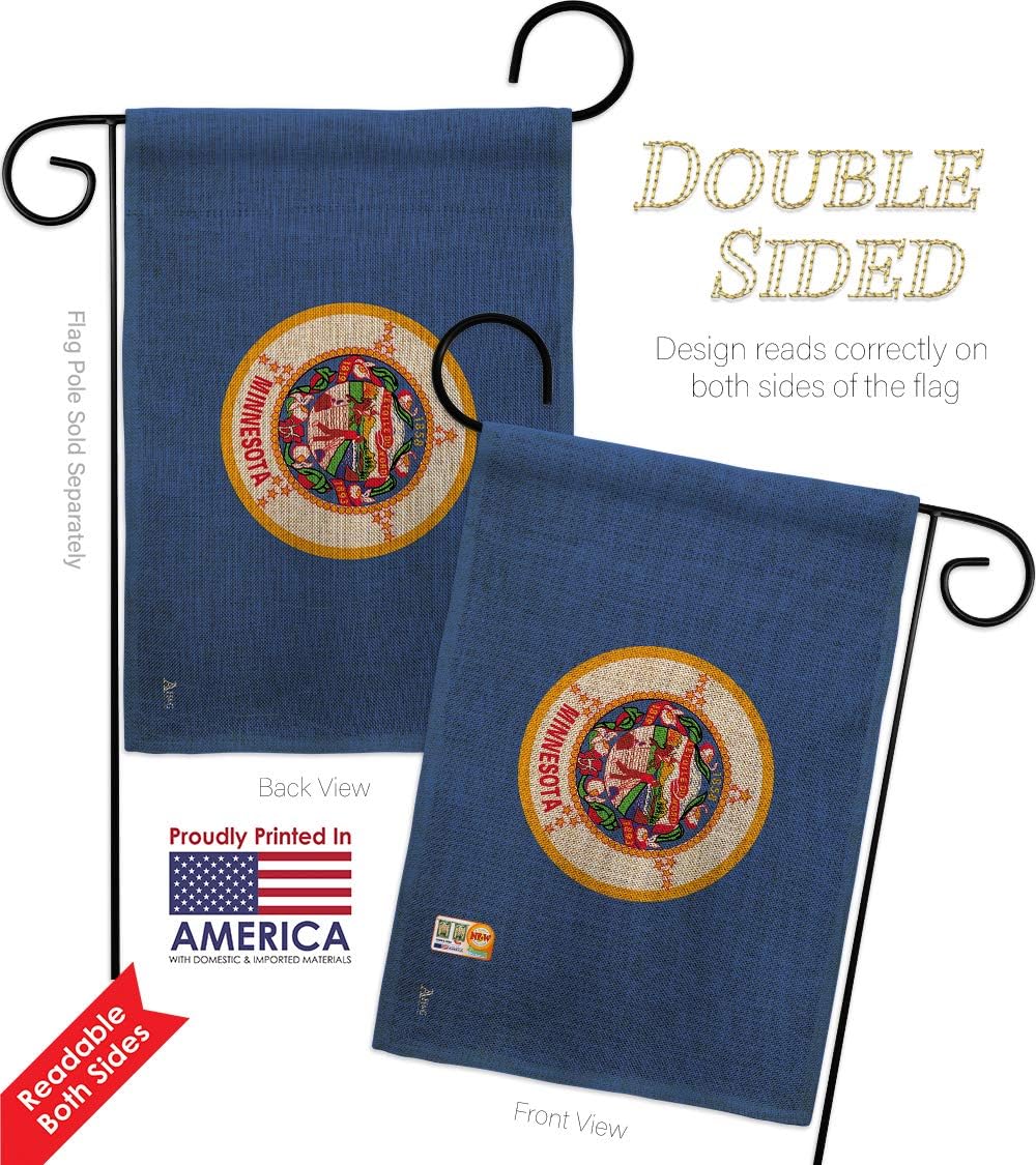 Minnesota Burlap Garden Flag Americana States USA American Territories Republic Small Decorative Gift Yard House Banner Double-Sided Made In 13 X 18.5