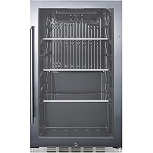 Summit Appliance SPR488BOSH34 Shallow Depth Indoor/Outdoor Beverage Cooler, 3.13 cu.ft. Capacity, 17.75" Depth, Weatherproof Design, Sealed Back, Factory Installed Lock, LED Lighting, Black Interior