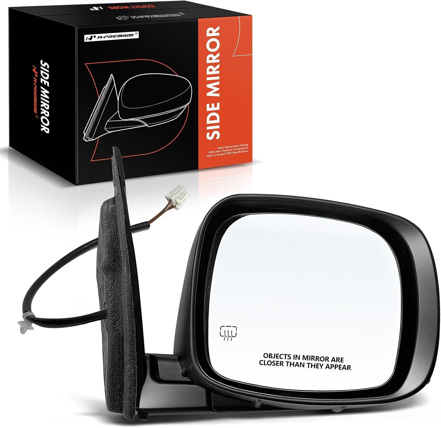 A-Premium Passenger Side Power Door Mirror - Compatible with Dodge Grand Caravan 2011-2020 & Chrysler Town & Country 2011-2016 - Heated Manual Folding Black Outside Rear View Mirror, 6 hole 5 prong