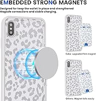 Vista 2 de Funda para iPhone Xr con tarjetero de crédito, caja fuerte para iPhone XR, funda de cuero para mujer, compatible con mag seguro, desmontable 2 en 1