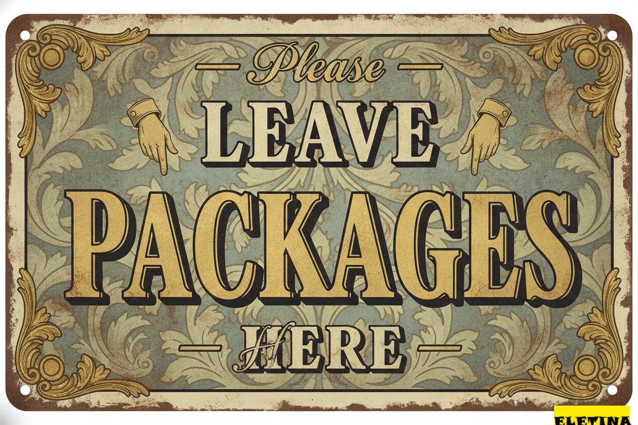 Personalized Sign for Man Cave Delivery Decor Please Leave Packages Here Metal Package Delivery Decor Indoor/outdoor Use Front Door Business 12x8 Inches Private Property Decorative