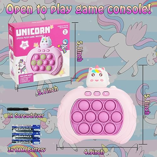 Miniatura 5 de OAKTECH Handheld Push Game, Fast Push Game for Kids, Unicorn Quick Push Bubble Button Game, Pop Game Animal Version, Sensory Pop Fidget Toys for