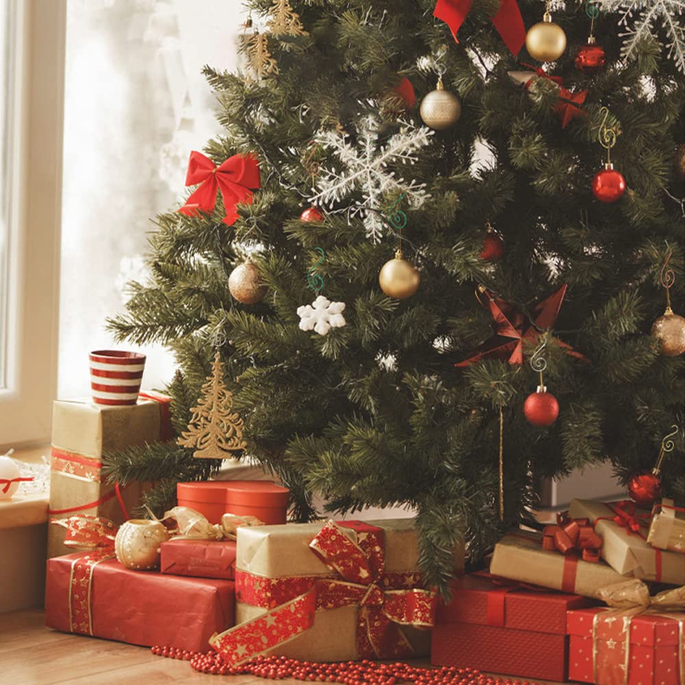 WYAN 120 ganchos para adornos navideños, mini ganchos en forma de S de decoración de metal para decoración del árbol de Navidad (dorado/plateado/verde, 4 × 2 cm / 1,6 × 0,8 pulgadas)