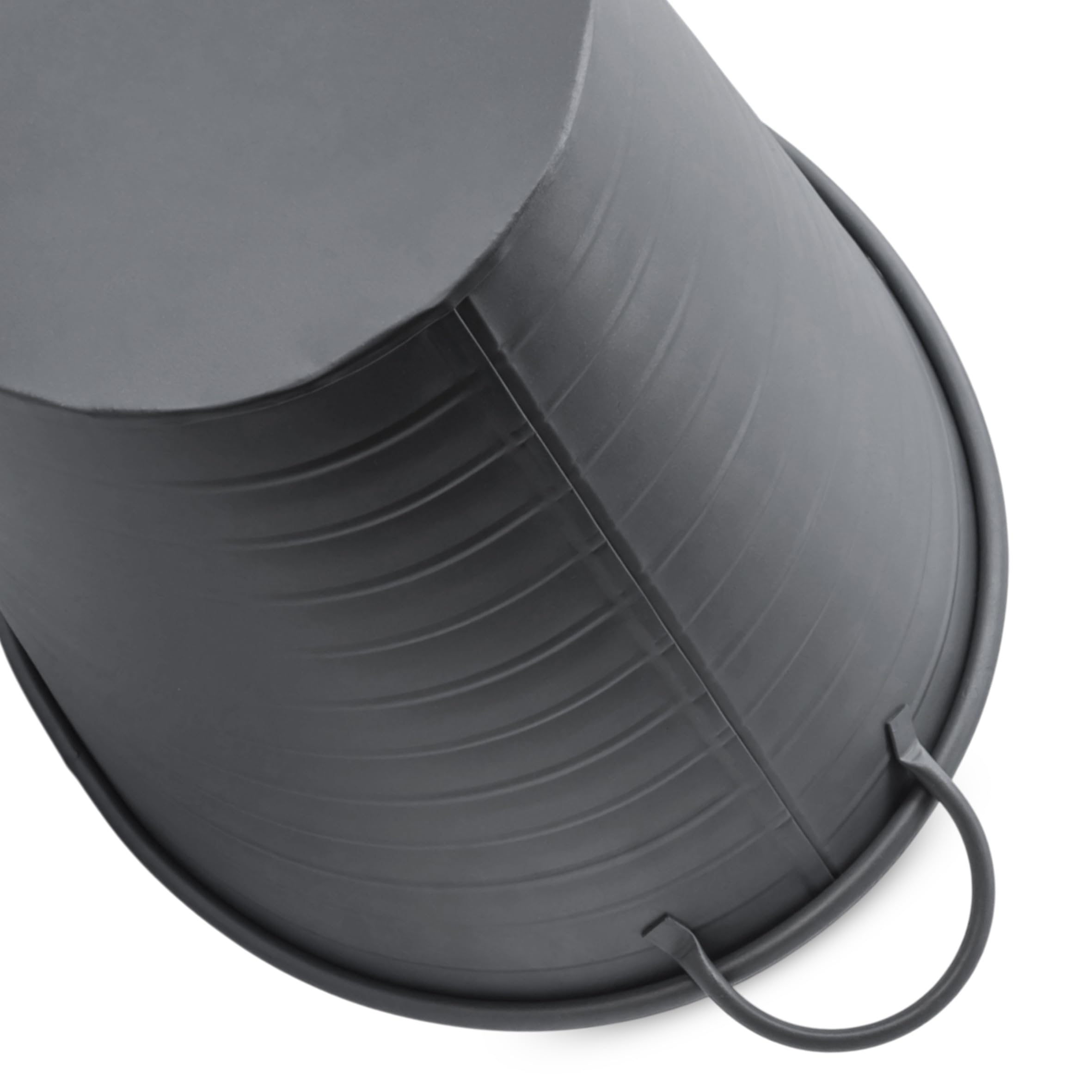 Spetebo Metallwanne oval mit Griffen, Dunkelgrau, 59 x 36 cm | Garten Metall Zierteich, Wasserwanne, Mini Gartenteich Teichwanne, Balkonteich, Blumenkübel Pflanzkübel