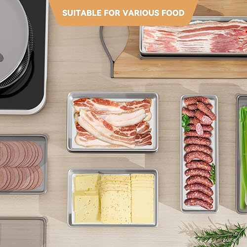Miniatura 6 de Freshmage Recipiente de tocino para refrigerador, recipiente hermético de acero inoxidable 304 para almacenamiento de carne de delicatessen para