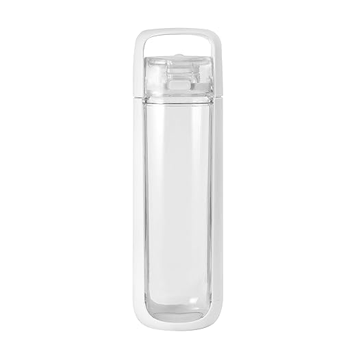 KOR ONE BPA Free Clear Reusable Water Bottle I 750mL I 25 Oz I Sustainable & Eco-Friendly I Leak Proof I One Click Cap w/ Handle I Wide Mouth I Great for Travel & Workouts (Polar White, 750 ml)