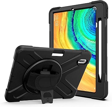 Amazon Co Jp Ahuoz タブレットpcケースバッグスリーブタブレットカバー Huawei Matepad Pro 10 8 10 8 5g用 子供用フルボディ耐衝撃タブレットケース ハンドストラップ ショルダーストラップ 回転キックスタンド 色 ブラック パソコン 周辺機器