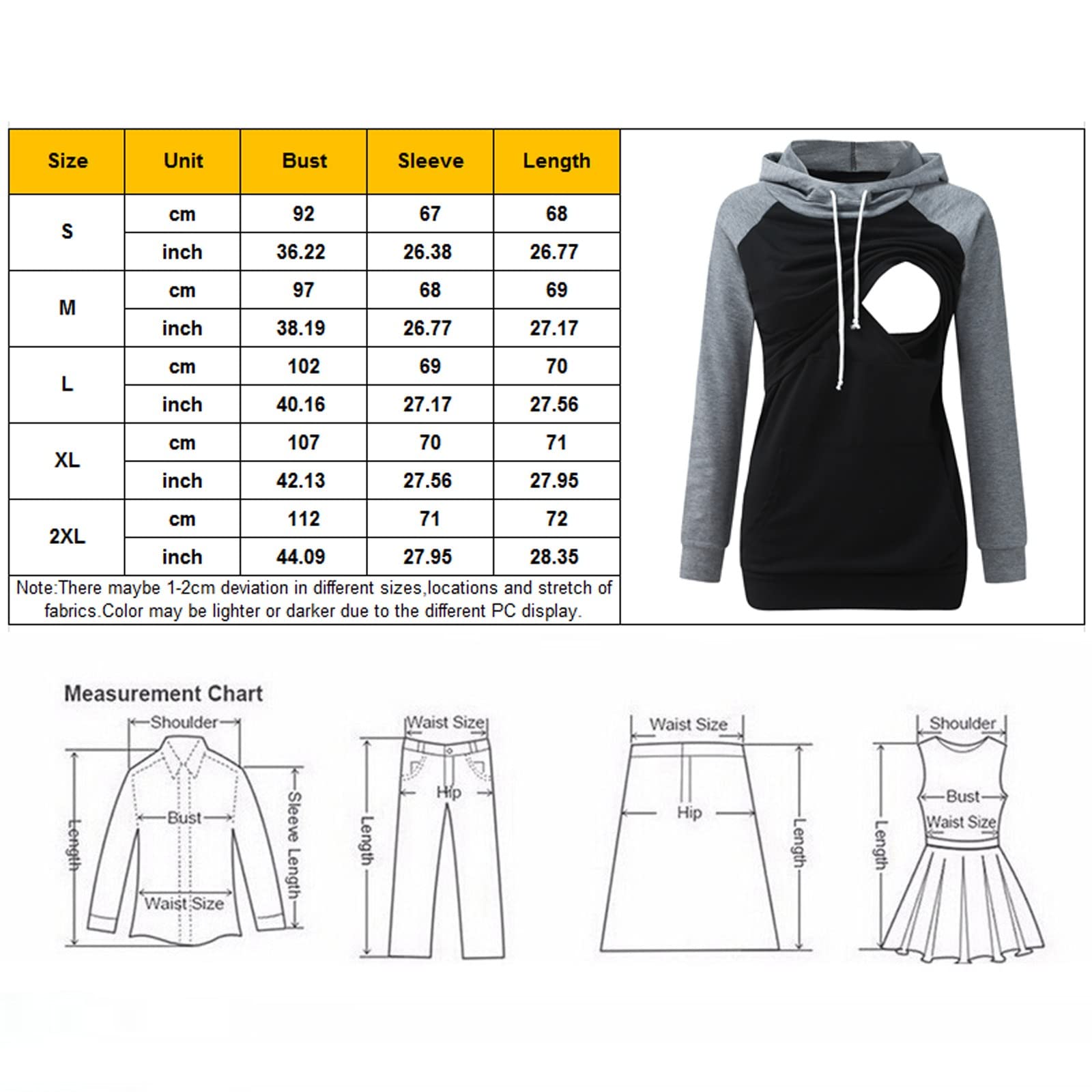 Pull à capuche de grossesse pour femme - Manches longues - Automne - Hiver - Coton - Allaitement - Sweat à capuche pour la grossesse - Basique - Mode d'allaitement