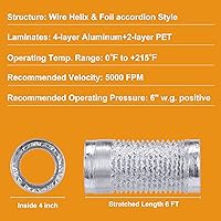 Vista 3 de Manguera de ventilación de secadora flexible de 4" de servicio pesado, manguera de conducto de escape de 6 pies, aluminio de lámina extra gruesa