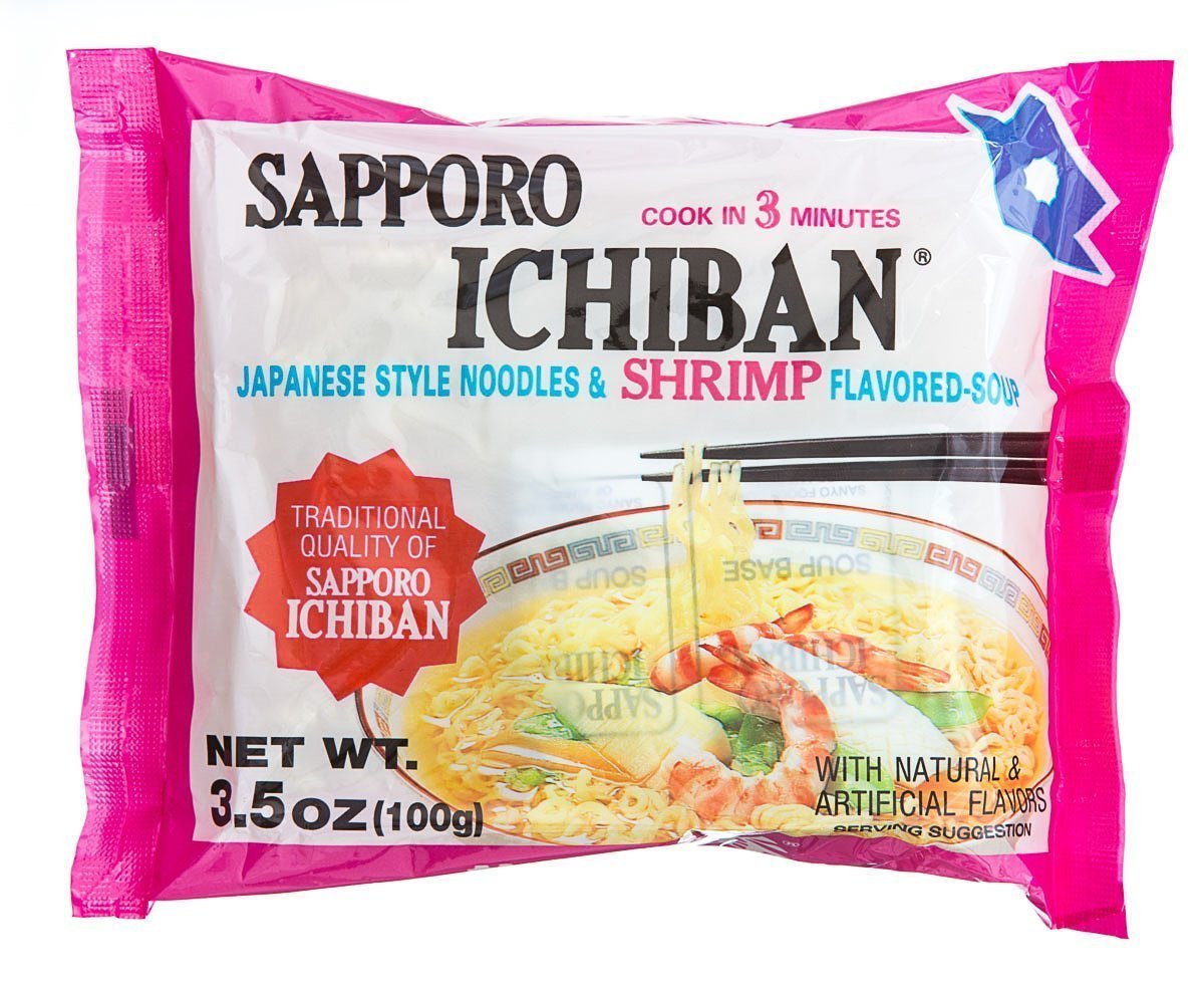 Sapporo Ichiban Japanese Style Noodles and Shrimp Flavored Soup, 3.5 Ounce