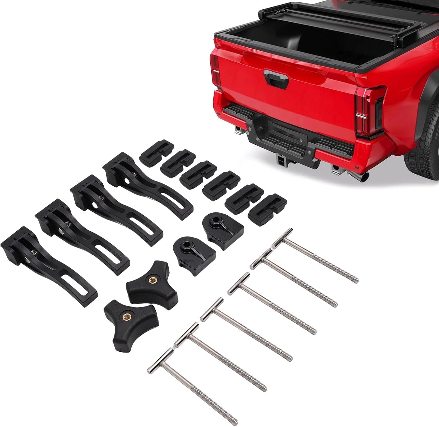 VINGVO Aluminum Alloy Truck Tonneau Cover Replacement Accessories, Rear Front Clamp T Bolts, Spinning Screw Design Bolts with Hard Tri Fold Quad Fold Fit, Ideal for Truck Bed Cover