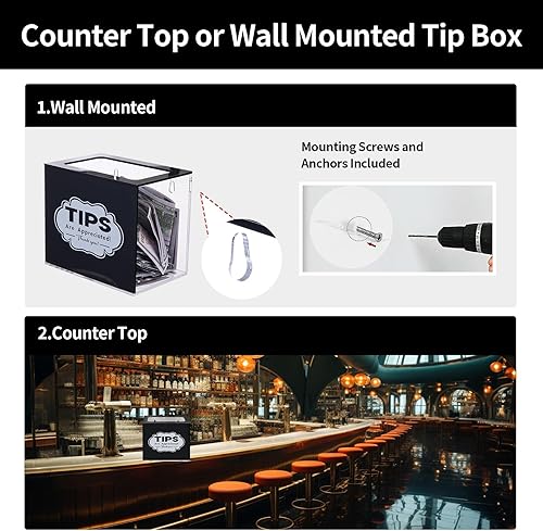 Miniatura 3 de Tarro de puntas acrílicas para dinero, caja de propinas para bares de barman, contenedor de dinero, músicos, restaurantes, conductor, colección