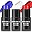 BOBISUKA Red White Blue Face Paint Stick Kit, Eye Black Sticks for Football Baseball Softball Lacrosse American-Flag, Body Paints Makeup Kit for Halloween Cosplay Special Effects Costume SFX