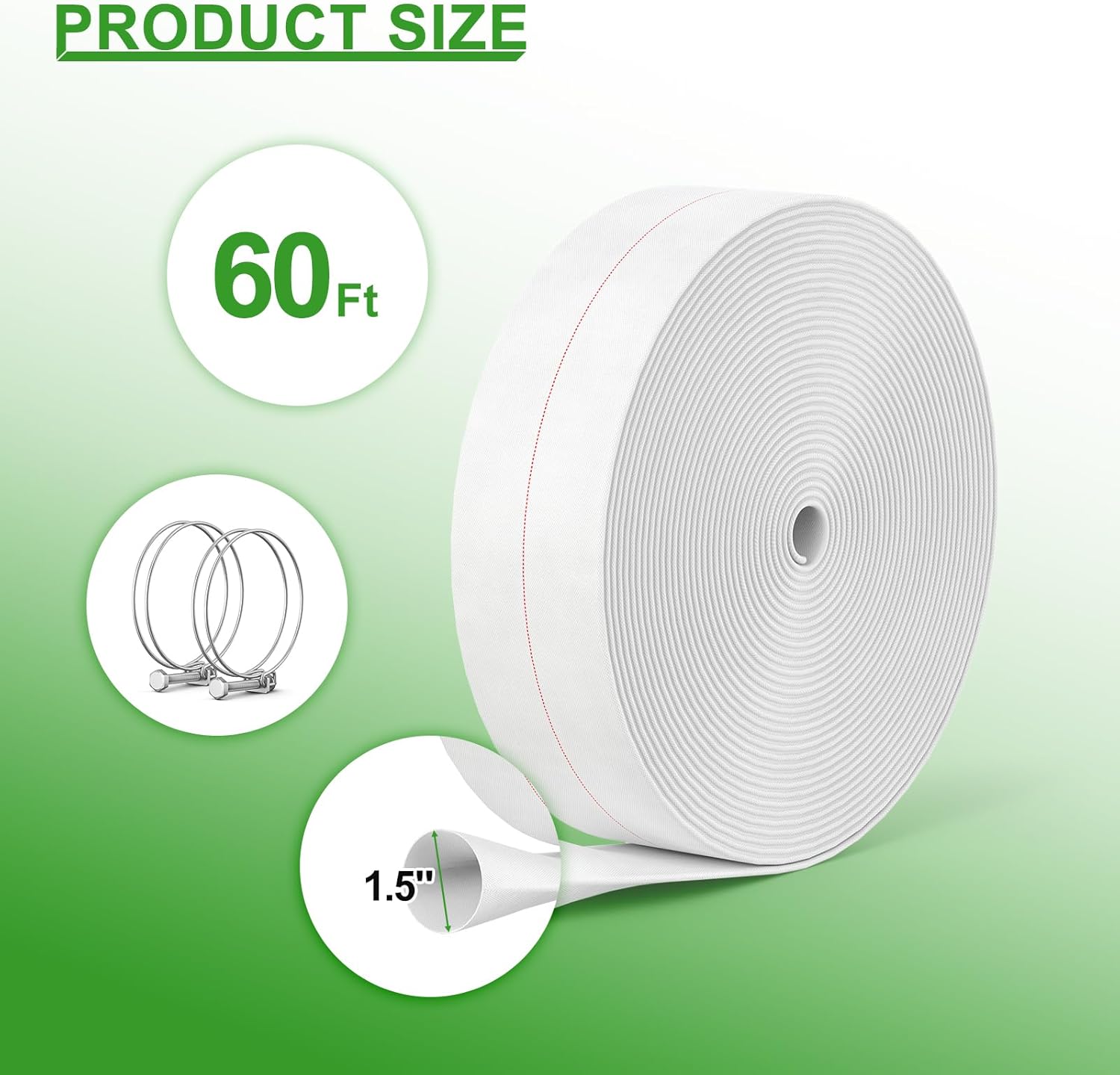 Pool Supply Pool Backwash Hose 1 1/2 Inch Diameter x 60 Feet, Discharge Hose for Pump, Sand Filter, Sump Pump Hoses, Burst Resistant Lay Flat Drainage Hoses for Inground and Above Ground Pools