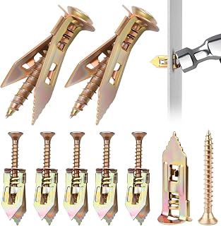 160 Pcs Self Drilling Drywall Anchors with Screws Kit, 80 Sheetrock Anchors (0.47x1.18inch) & 80 Zinc Plated Expansion Screws, Easy Application No Drill Needed, Hold 66LB for Wall Hanging