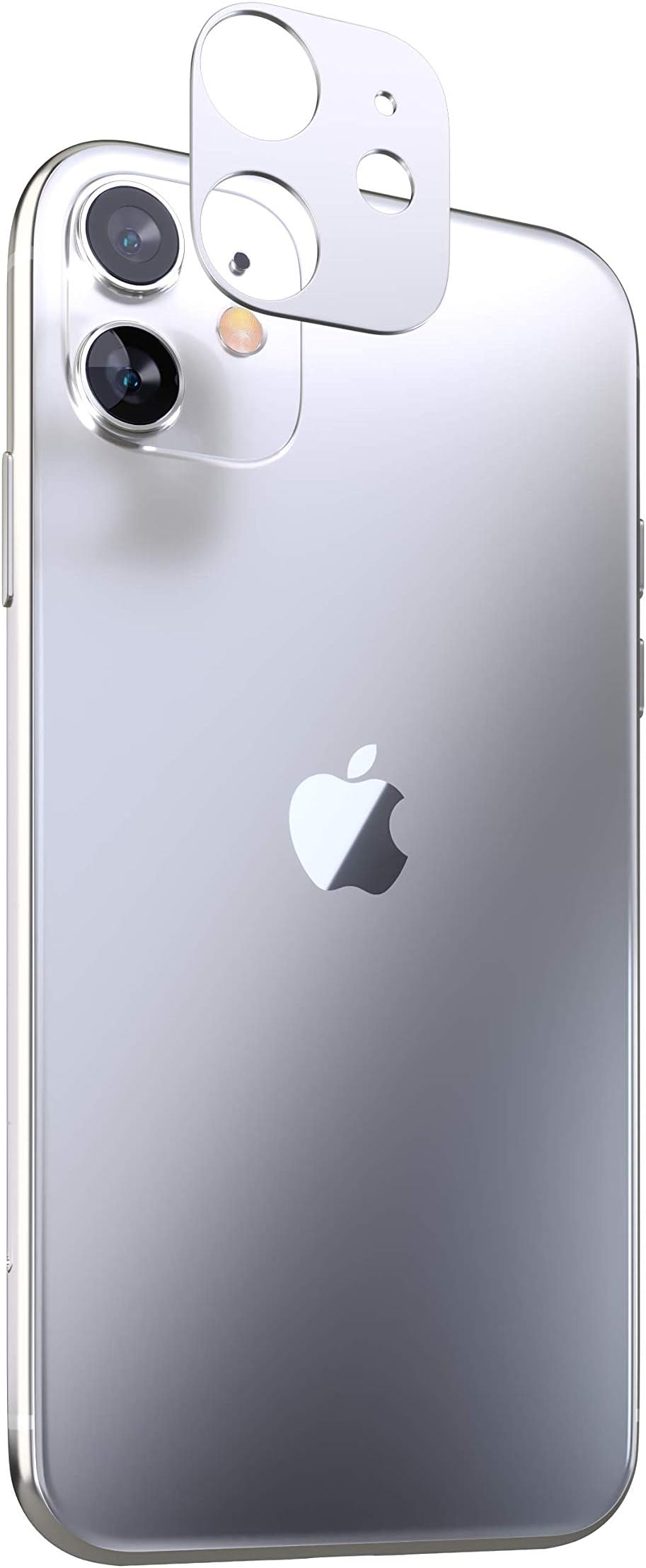 Camera lens Protector compatible with iPhone 11 | Camera Cover, Lens Protector | Protection against shocks and scratches | Dust free installation with Cleaning Set | Silver/White
