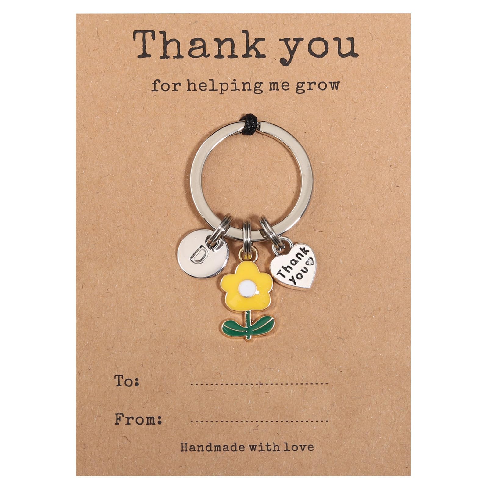 GINAZL Teacher Appreciation Gifts in Bulk Flower Intial Keychain Teacher personalized gifts