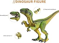 Vista 5 de JR PARK 2 Piezas Juguetes de Dinosaurio, Figura de Acción de Dinosaurio Verde Velociraptor Grande de 15.5″, Juguetes de Dinosaurios Realistas