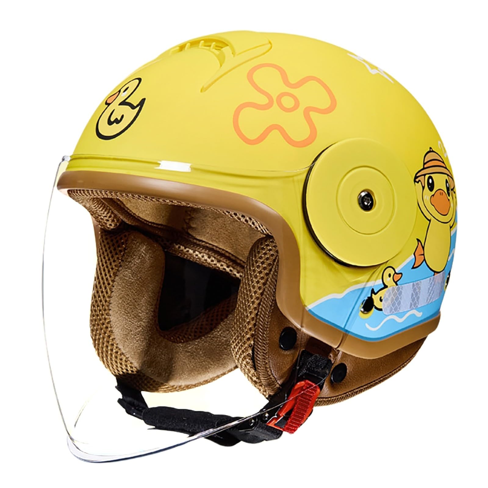 Kask dziecięcy, otwarty kask motocyklowy dla dzieci z wizjerem, regulowany kask na skuter, cruiser, motorower, dla chłopców i dziewcząt w wieku 4-12 lat, 6, (48-54 cm)
