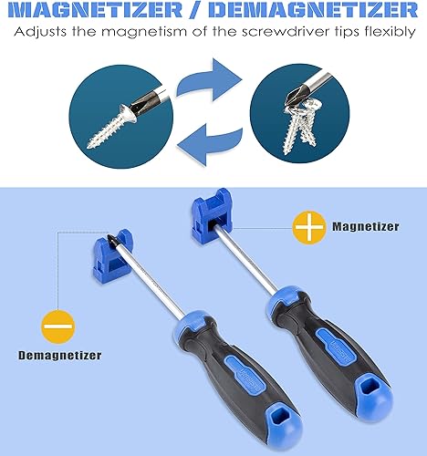 Miniatura 4 de Juego de destornilladores magnéticos con estuche, 13 piezas incluye 4 ranuras, 5 Phillips, 2 destornilladores Pozidriv herramientas para reparador