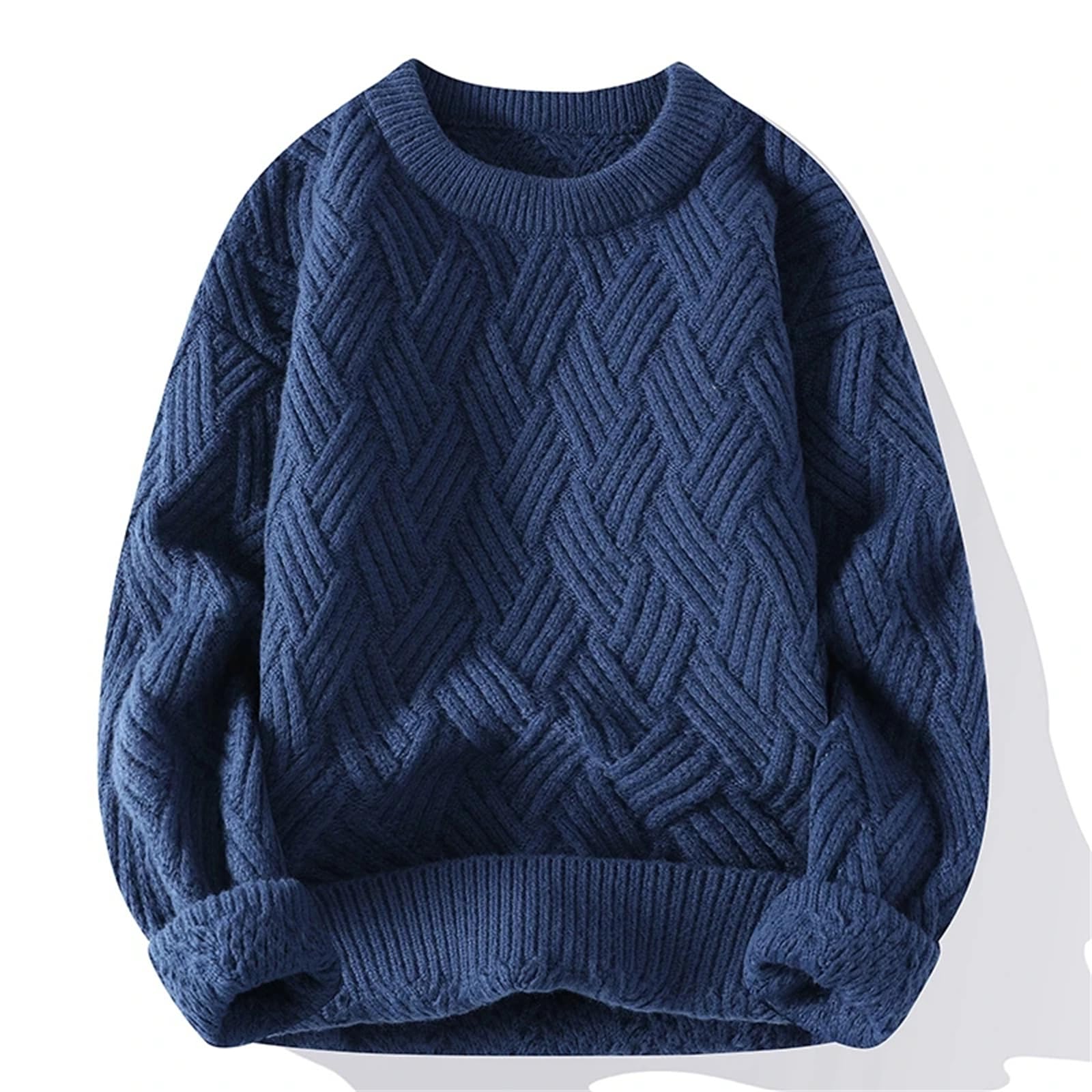 Pullover da uomo autunno e inverno O-collo tinta unita sciolto e confortevole lavorato a maglia casual street maglione caldo per gli uomini