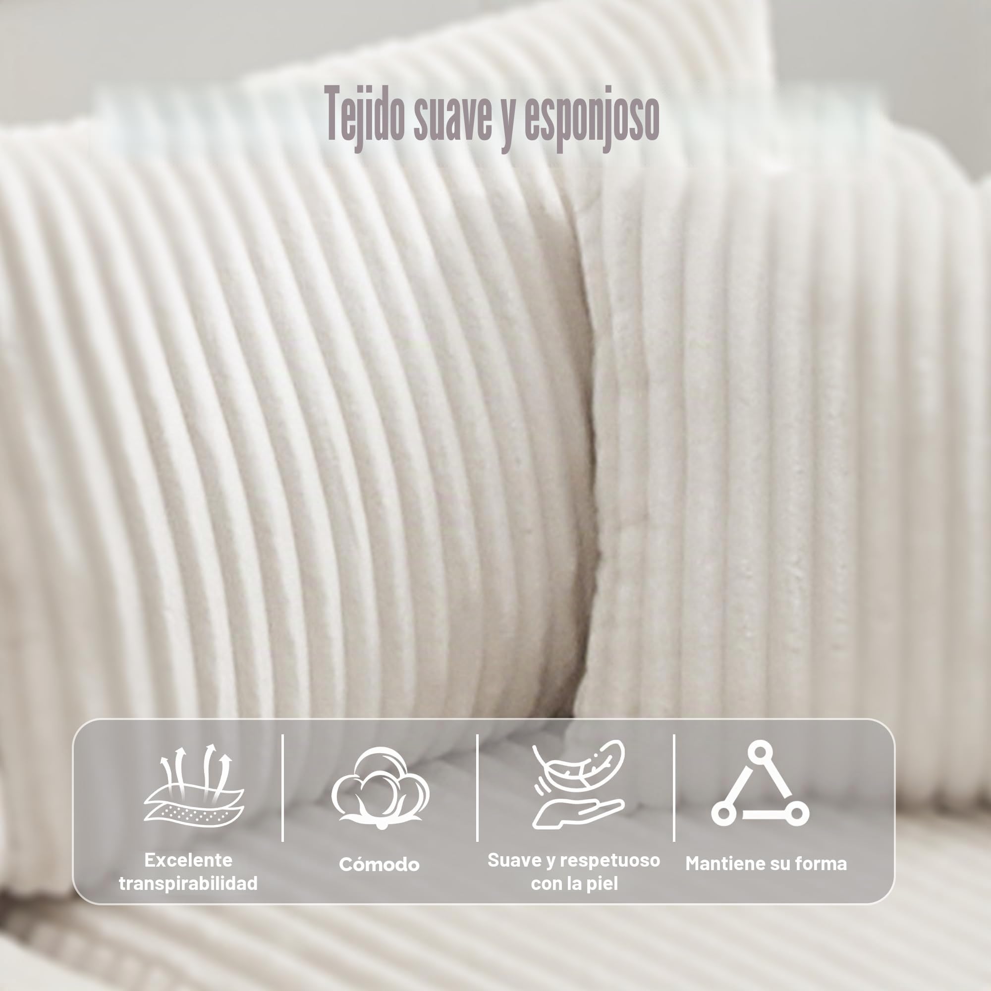 Sofá modular con chaise longue y 2 plazas, suave tapizado de terciopelo con 5 cojines, bolsillos laterales, portavasos, espuma de alta densidad, combinación DIY, para salón, apartamento