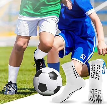 3 Pairs Breathable Kids Grip Socks, Sweat-Absorbent Boys Socks, Grip Socks Football Kids for Running Hockey Football
