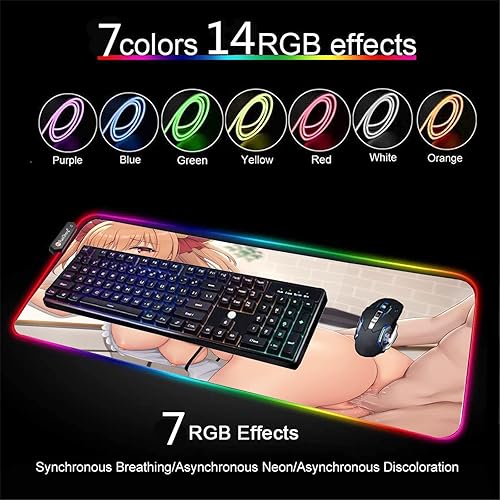 Miniatura 3 de Mouse Pads Anime Girl Sexy Butt Mousepad RGB LED Mouse Pad Gamer Gaming Pads Keyboard XXL Large Mause for Desk Play Mat Carpet 24 inch x12 inch
