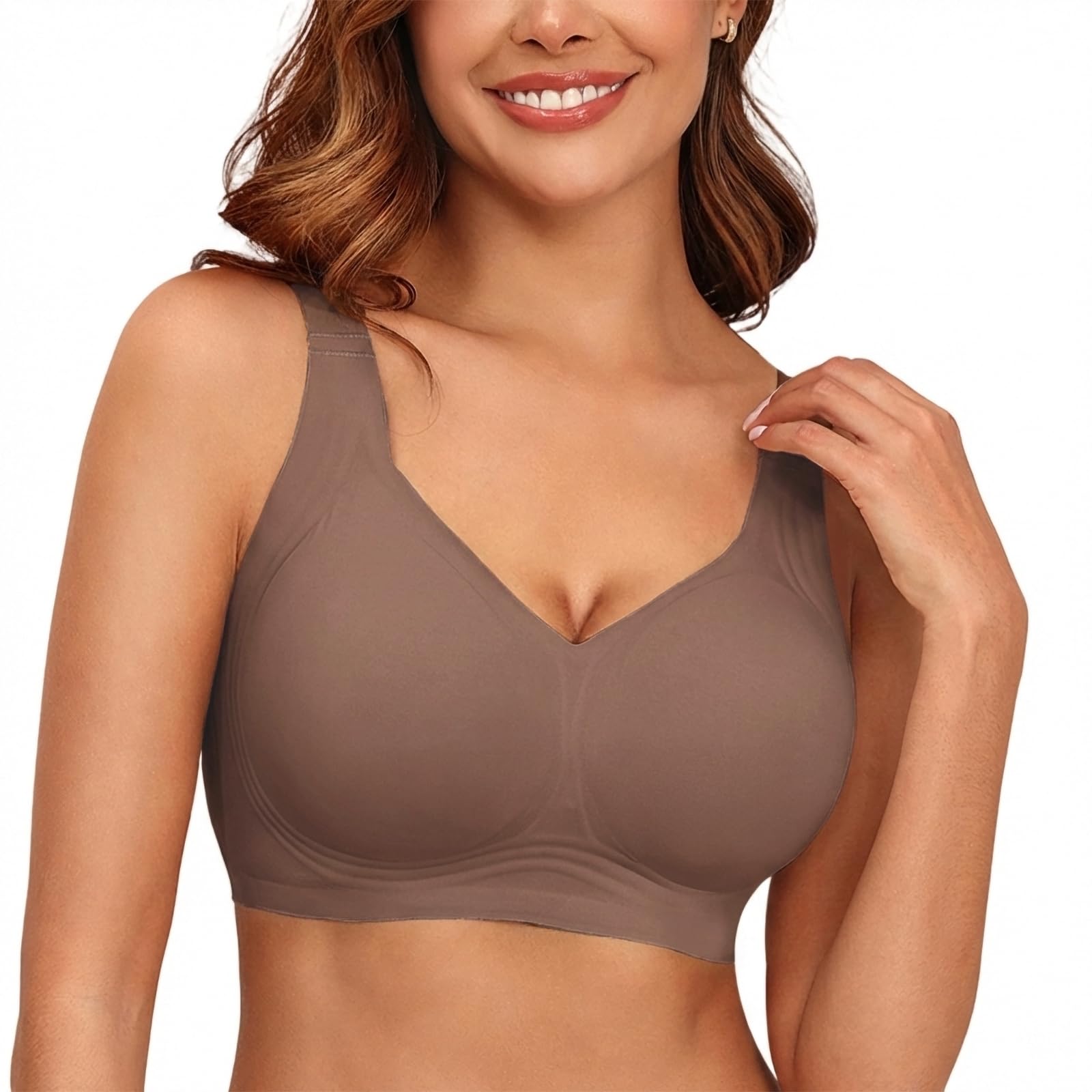 Mivorica Jelly BH Damen ohne Bügel Nahtlos T-Shirt Schlaf BHS Soft Gepolstert Bequemer Minimizer Entlastungs Bustier Bralette