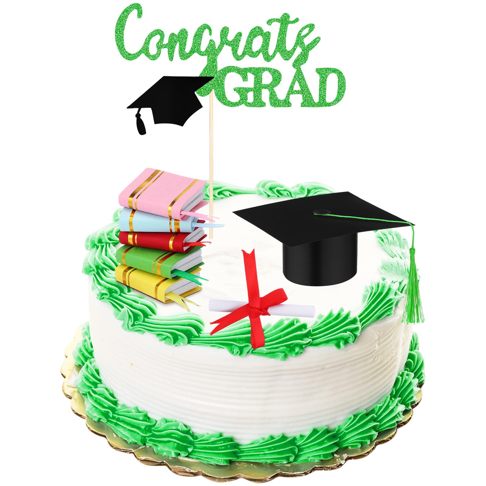 Lineshading 8 Pcs Class of 2025 Congrats Grad Cake Topper Diploma Book 2025 Graduation Cake Decoration for 2025 High School College Graduation