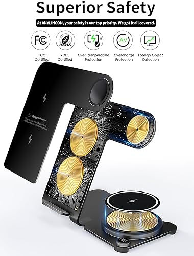 Miniatura 2 de Cargador inalámbrico, estación de carga inalámbrica 3 en 1 de aleación de aluminio para Apple iPhoneiWatchAirpods, iPhone15 14,13,12,11 (Pro,
