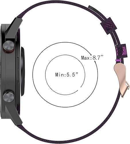 Miniatura 6 de Senter Correas de reloj de nailon suave y rápido para hombres y mujeres, correa de reloj de nailon suave compatible con reloj Honor GS3i Smart Watch