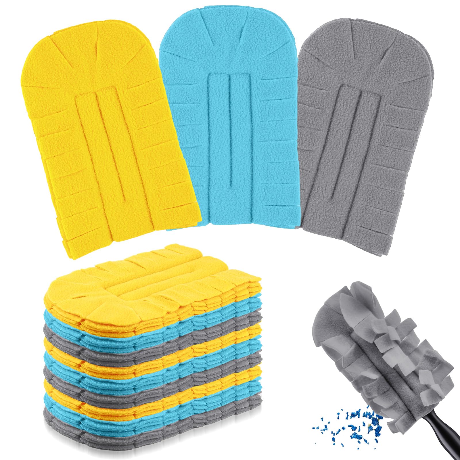 12 Pcs Reusable Duster Refills Washable Pads, Yellow,Grey, Turq