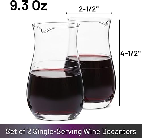 Miniatura 2 de BTaT - Paquete de 2 mini jarras de vino, 9.3 onzas, decantador de una sola porción