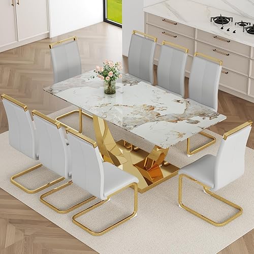 Miniatura 67 de Juego de mesa de comedor para 4, 63 pulgadas, juego de mesa de comedor de vidrio templado negro para 4 personas con sillas de poliuretano, moderno