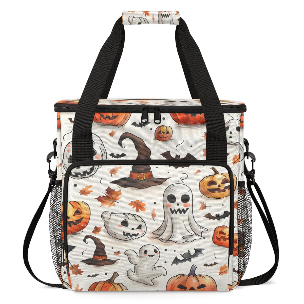 Cartoon Pumpkin Coffee Maker Carrying Bag, Colorful Pumpkin Travel Storage Bag Compatible with K-Mini or K-Mini Plus, Single Serve Coffee Brewer Carrying Case with Multiple Pockets & Shoulder Strap