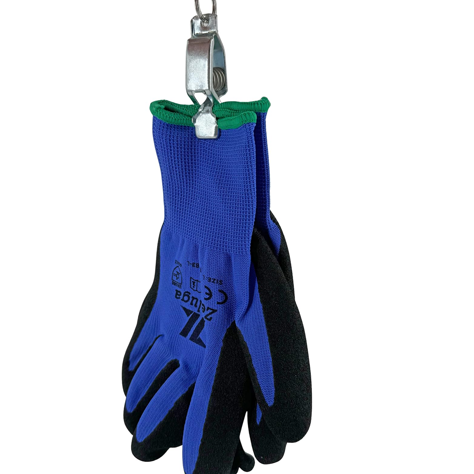 Zeluga 15-584-6PK - Clip per guanti in metallo resistente con moschettone in acciaio inossidabile, clip per guanti da lavoro industriale, per cintura degli attrezzi, costruzione, giardinaggio, guanti