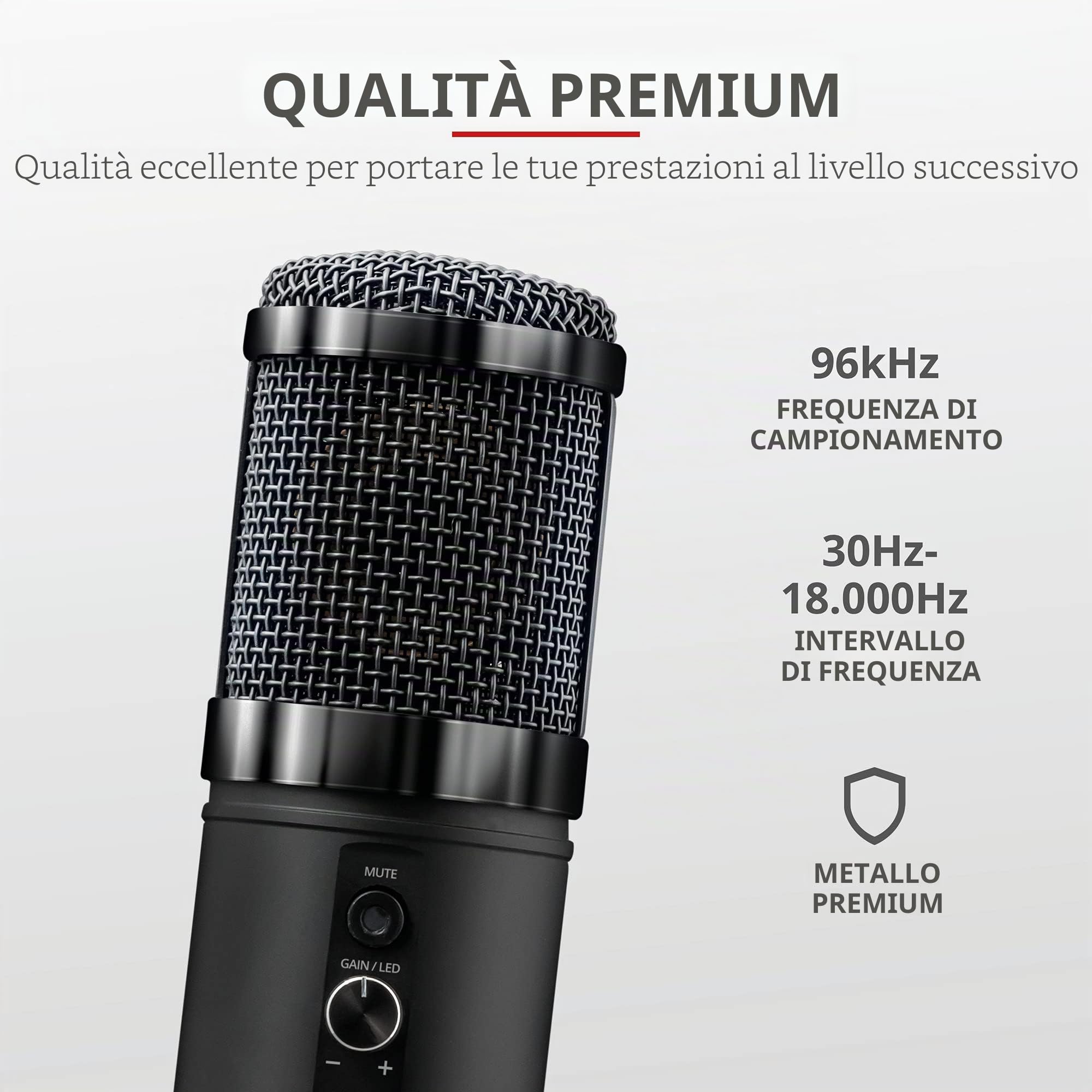 Trust Gaming GXT 256 Exxo Microfono USB per Streaming con Shock-mount e Filtro Pop, Pattern Cardioide, Microfono per PC, PS4, PS5, Vlog, Podcasting - Nero
