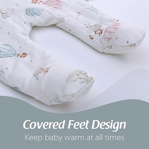 Miniatura 5 de Miracle Baby Saco de dormir para bebé con pies de invierno, manta portátil con piernas, saco de dormir para recién nacido 2.5 TOG, 0-6 meses, nubes