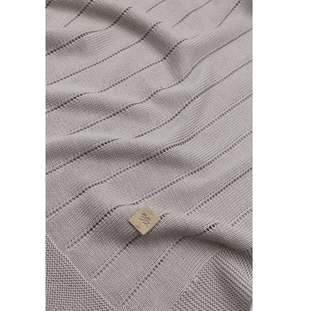 BAMBOOM Copertina Righe Estiva Lavorata a Maglia Neonato 75x100cm. Cammello