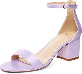 Women's Low Kitten Heel Sandals Strappy Open Square Toe Dress Heels Comfortable Sexy Cute Ankle Strap Wedding Party Prom Summer Heeled Shoes