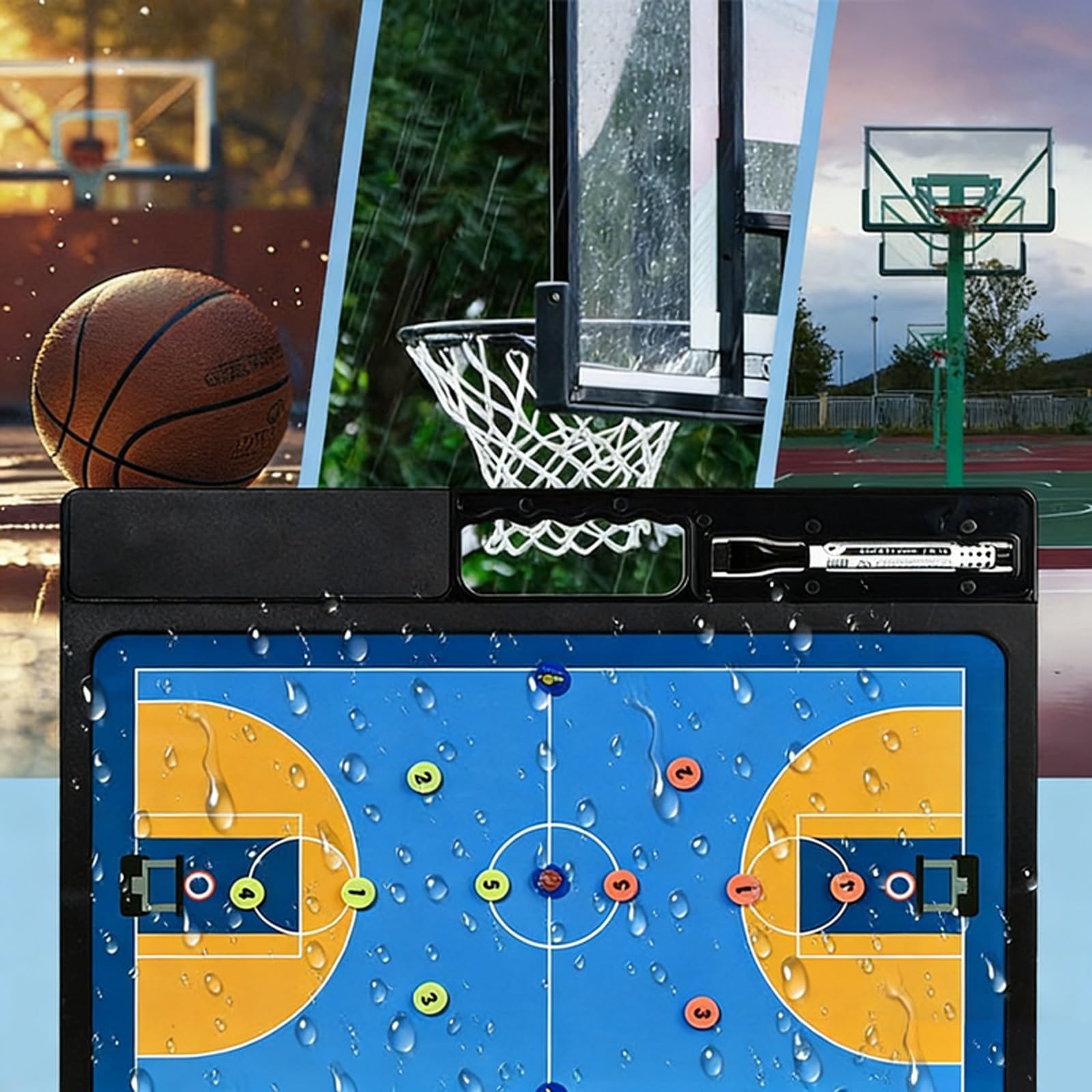 Pizarras Magnéticas for Entrenamiento de Baloncesto, Pizarra Táctica de Estrategia de Baloncesto, Pizarras de Entrenador de Borrado en Seco de Doble Cara con Rotuladores