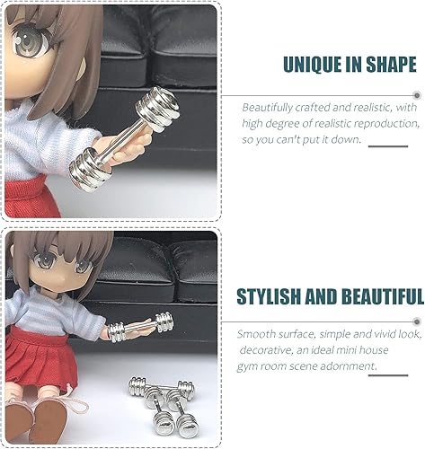 Miniatura 3 de 5 piezas de mancuernas modelo de ejercicio de mancuernas espaciador Charm Bead Supplies 1 12 Barbell Mini muñeca accesorios mancuernas miniatura