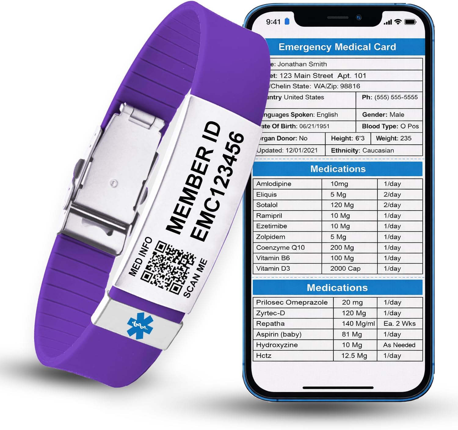 QR Medical Alert Bracelet for Men & Women – Emergency Medical ID Bracelet with Unique QR Code & Member ID – Lifetime Digital Emergency Medical Card, No Subscription, Sport Band for Active Lifestyle